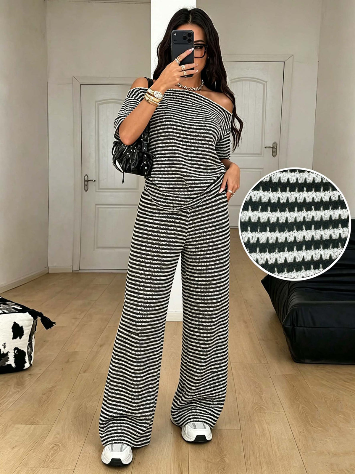 Slimming Casual Two-piece Set Top Wide-leg Trousers by Ricaloux