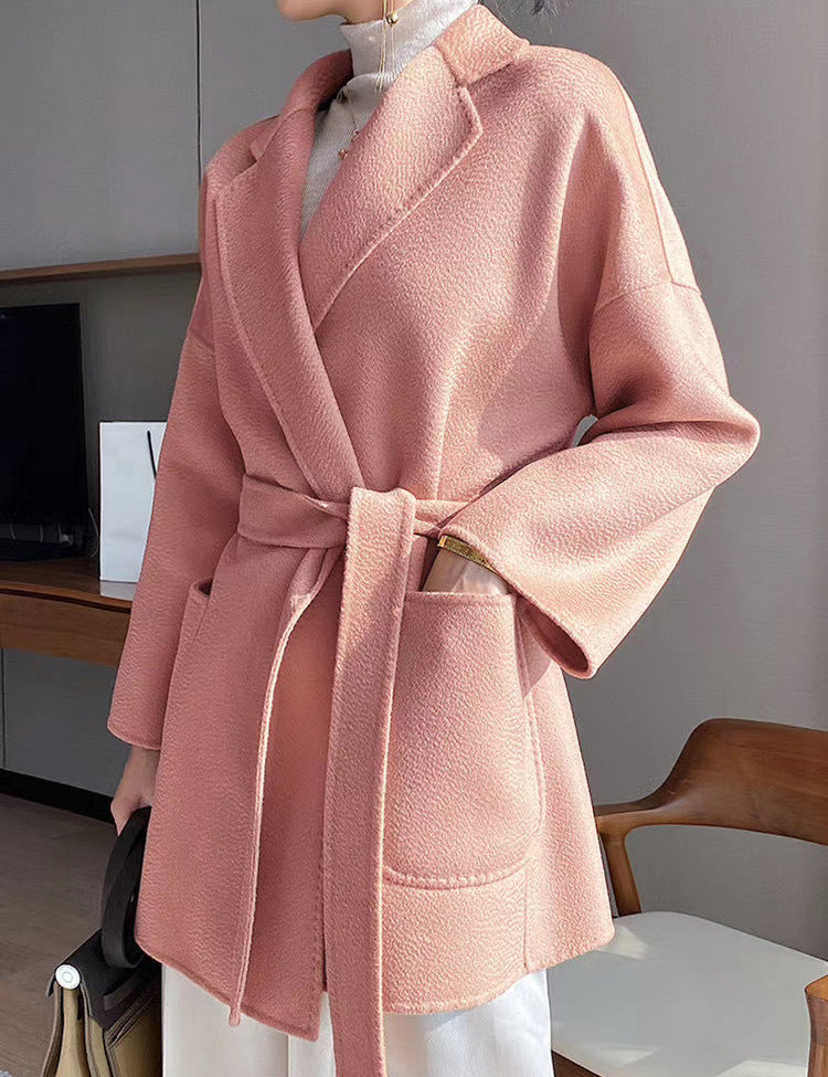 Mid-length Double-faced Wool Belted Coat by Ricaloux