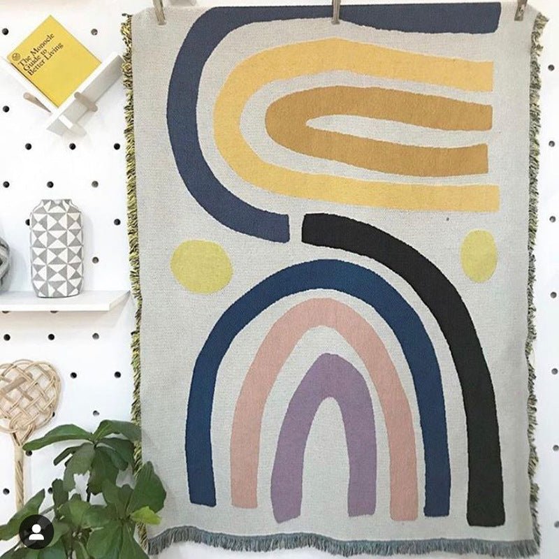 Bohemian Rainbow Blanket Tapestry Home Decor - RICALOUX