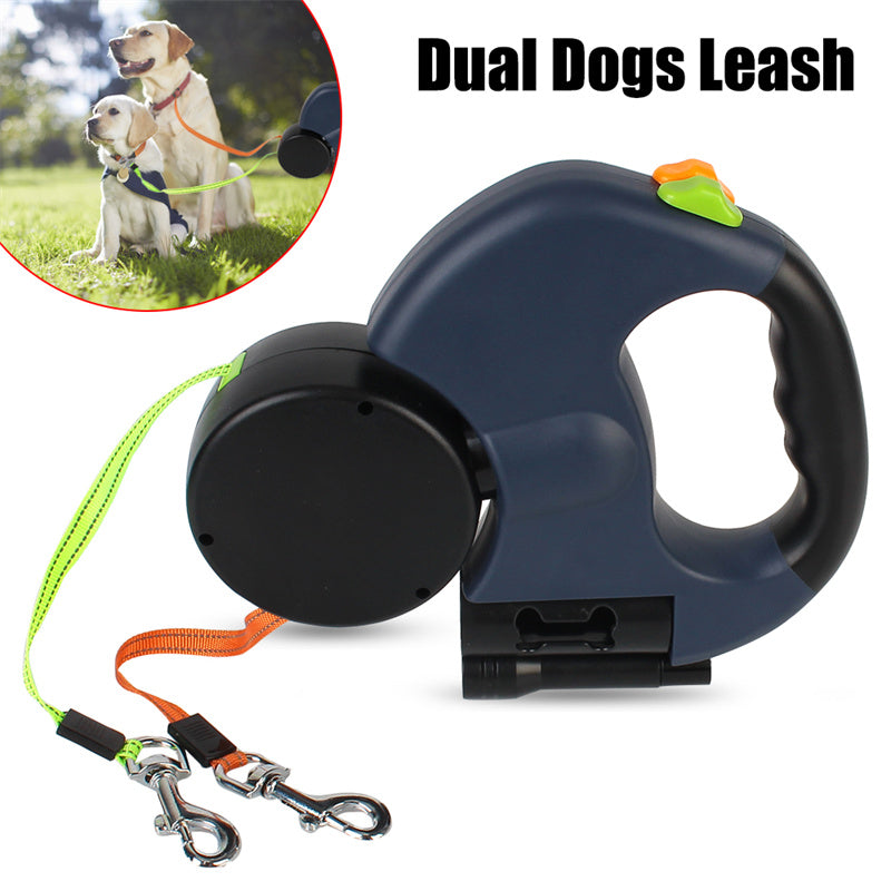 Retractable Dog Leash For Small Dogs Reflective Dual Pet Leash Lead 360 Swivel No Double Dog Walking Leash With Lights Pet Products by Ricaloux
