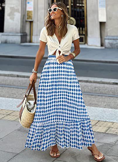 Printed Beach Casual Pleated Maxi Skirt – Premium 0 | RICALOUX