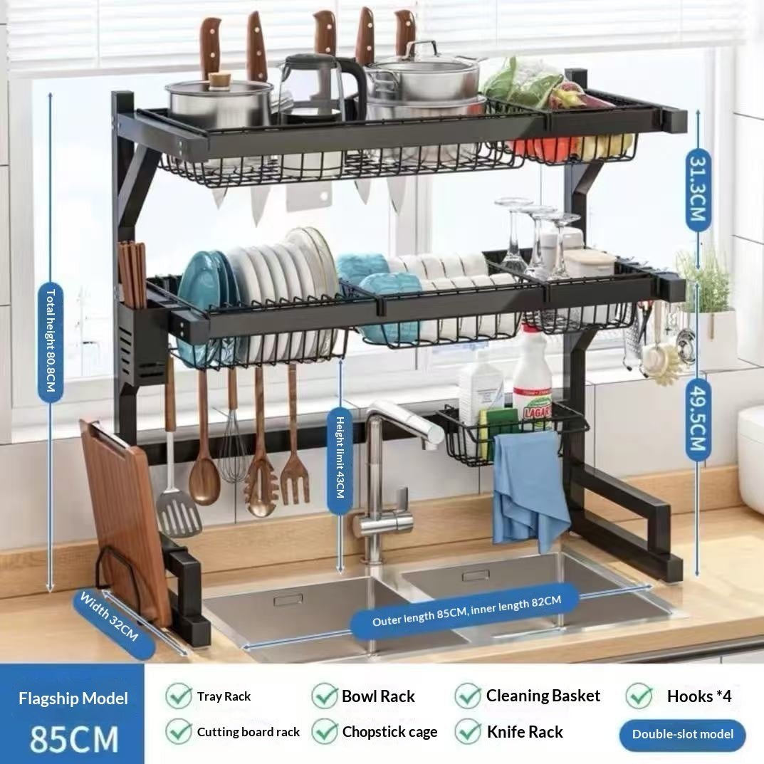 Multi-functional Home Kitchen Storage Rack Dish And Chopstick Draining Rack - RICALOUX