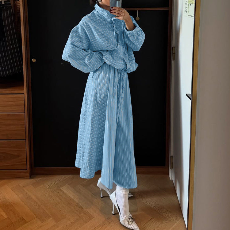 Stylish Two-Piece Set-Long-Sleeve, Single-Breasted Top With Stand Collar – Premium 4 | RICALOUX