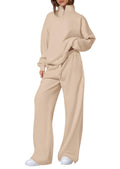 Springautumn Half-zip Sweatshirt And Straight-leg Pants Sportswear Travel Set by Ricaloux