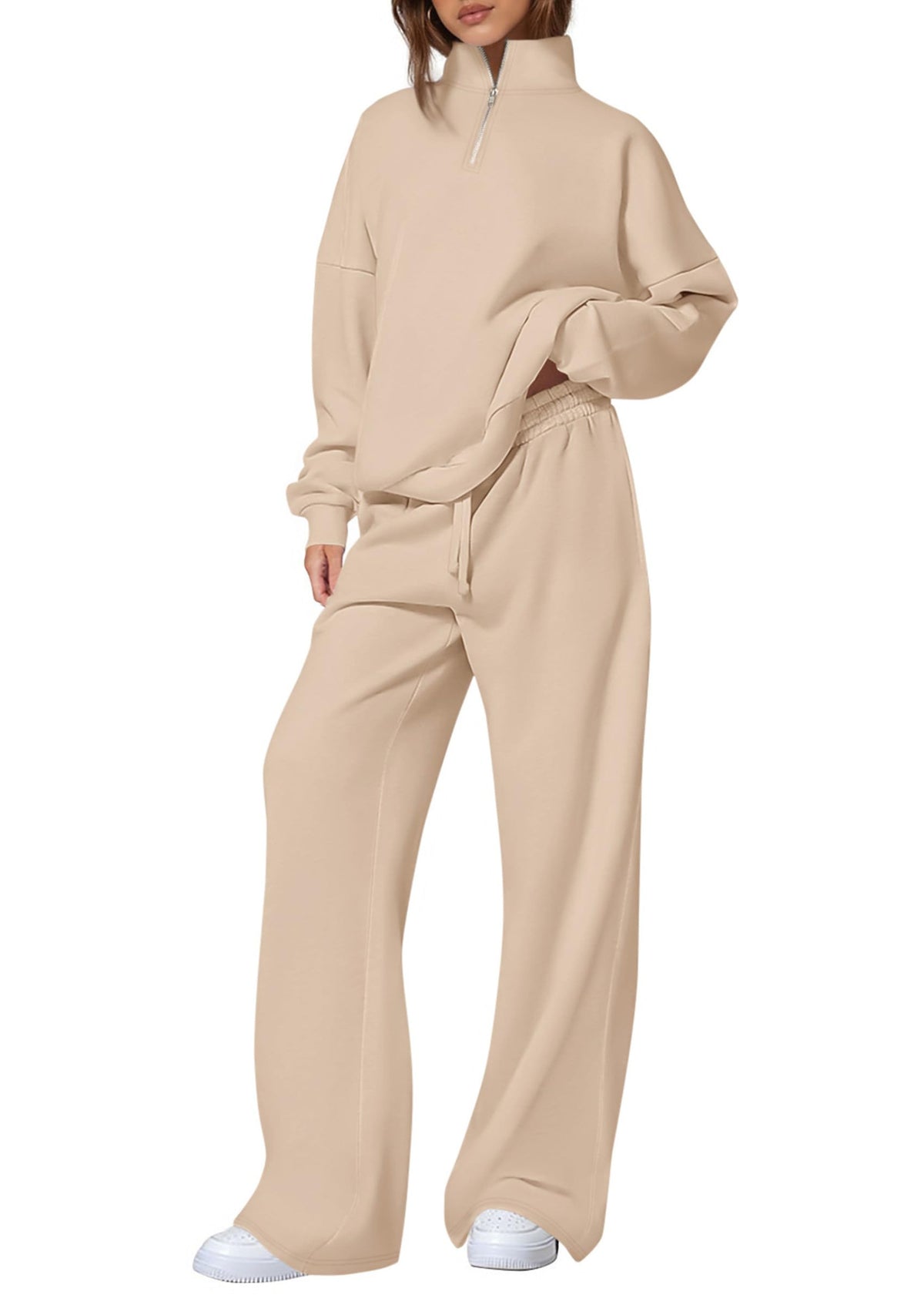 Springautumn Half-zip Sweatshirt And Straight-leg Pants Sportswear Travel Set by Ricaloux