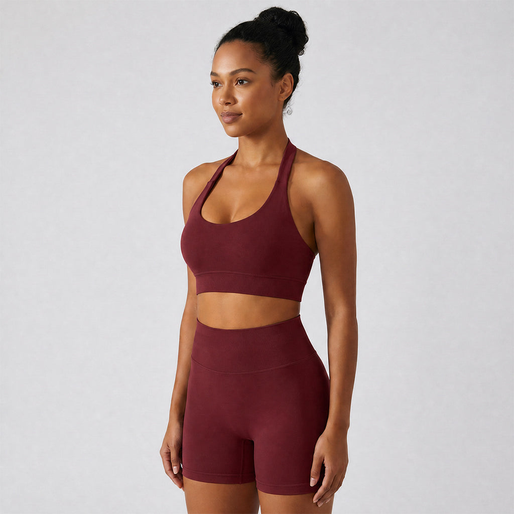 Halter-style Sports Bra And Shorts Set For Women – Premium 0 | RICALOUX