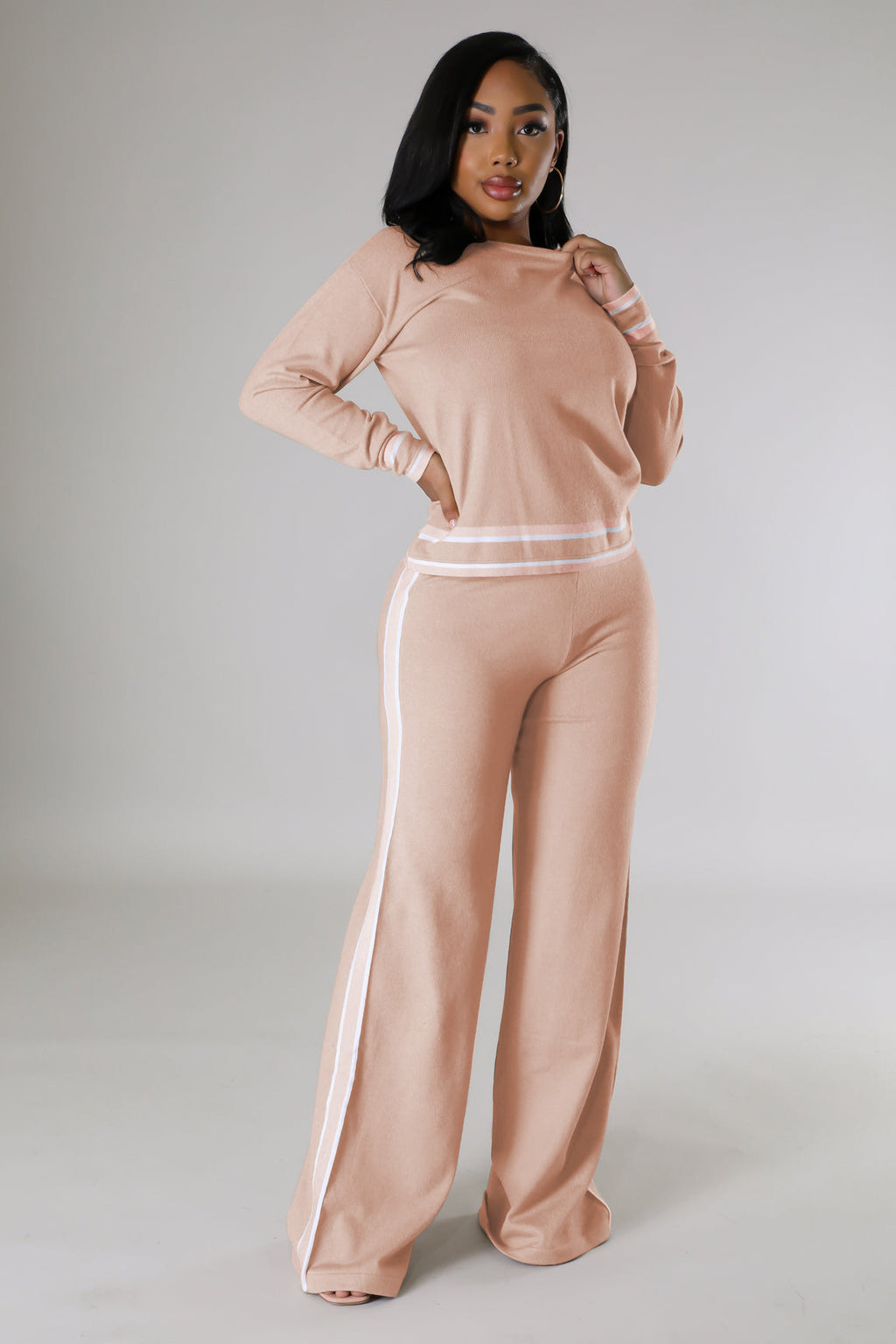 Womens Wide-Leg Casual Long Pants Set by Ricaloux
