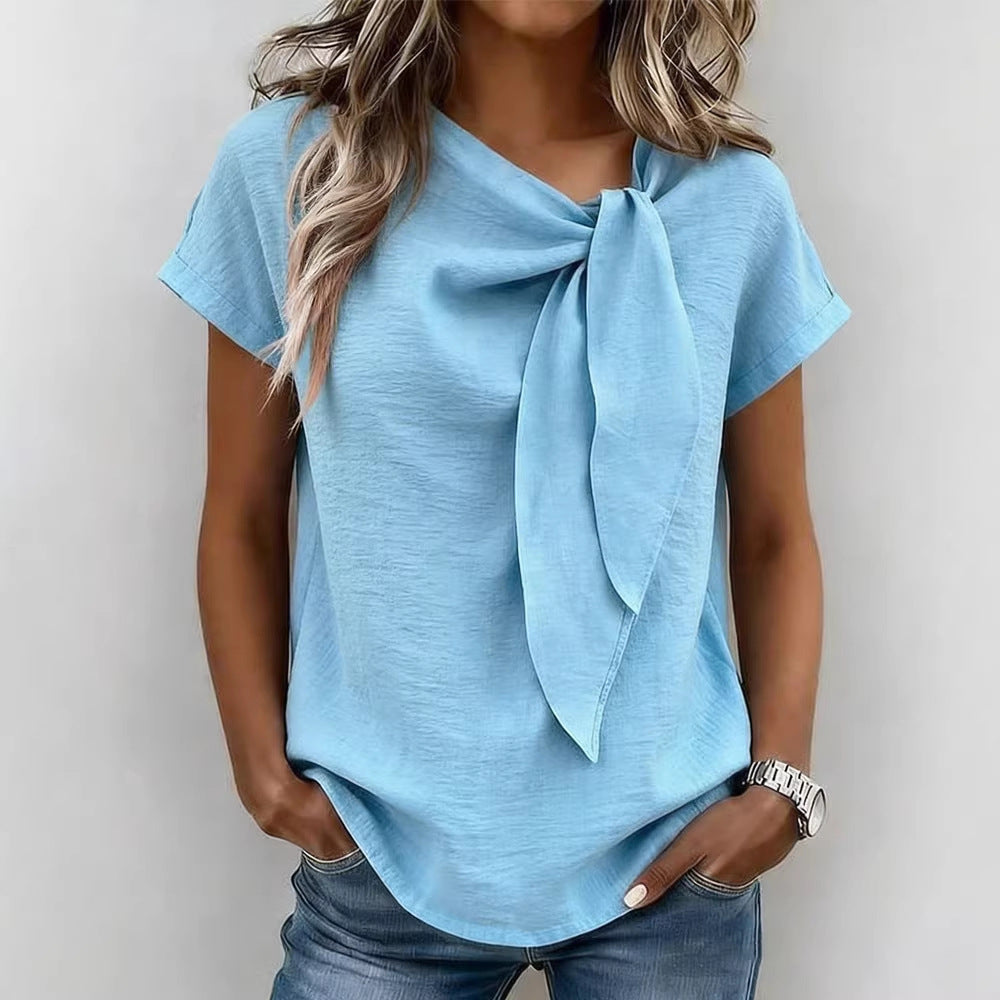 Womens Casual Loose-fit Fashionable Short-sleeve Top by Ricaloux