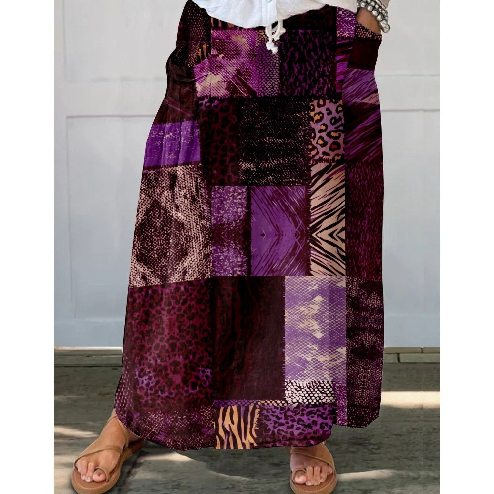 Womens Fashionable Printed Plus-Size Skirt With Pockets by Ricaloux