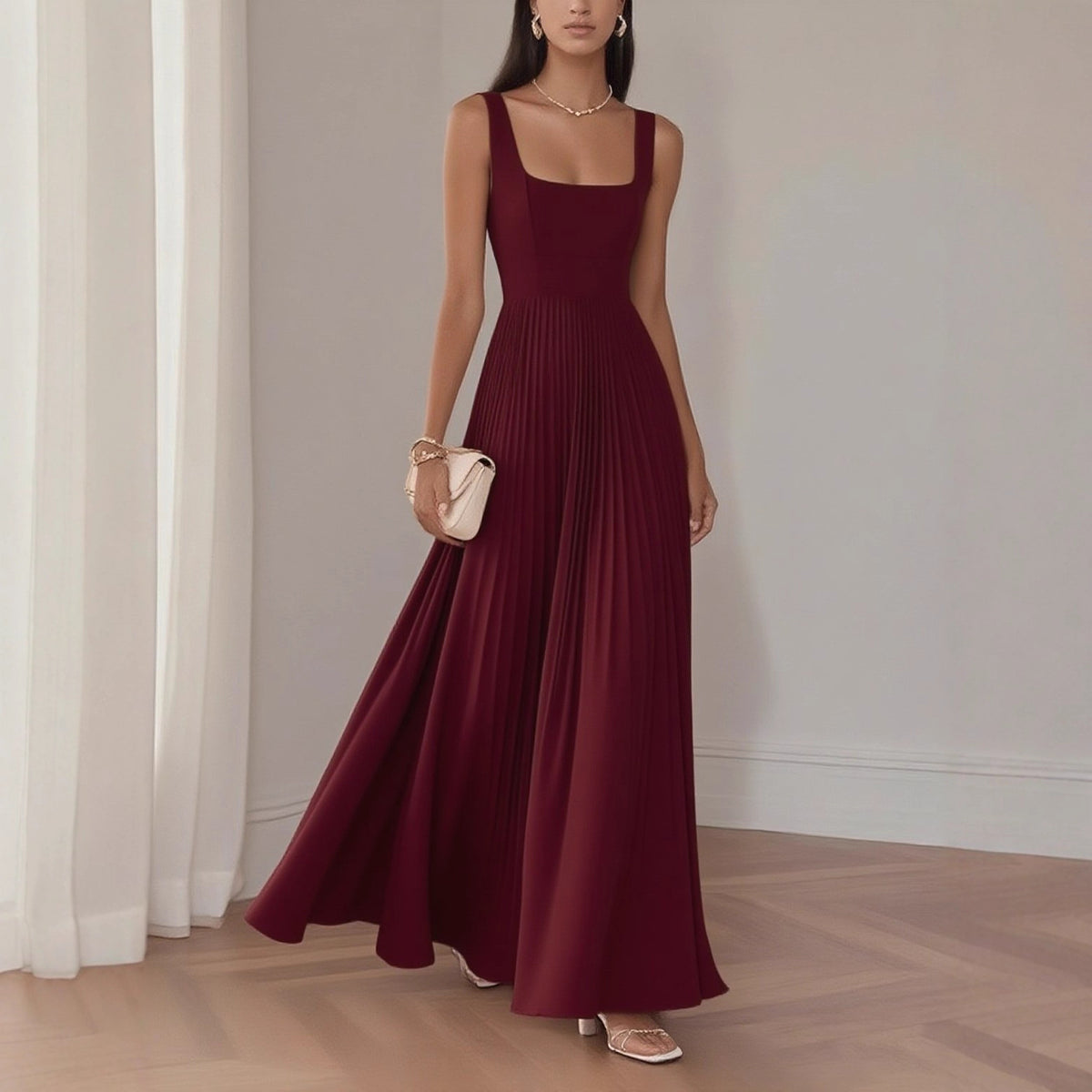 European And American Womens Elegant Pleated Dress – Premium 0 | RICALOUX