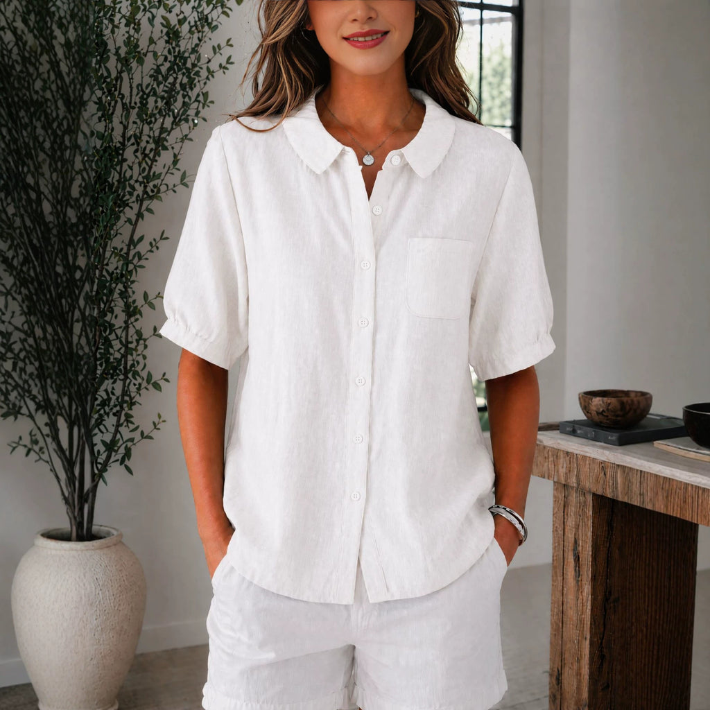 Womens Solid-color Loose-fit Casual Work Top by Ricaloux