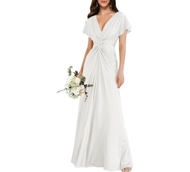 Chiffon Short-sleeve A-line Dress For Women by Ricaloux