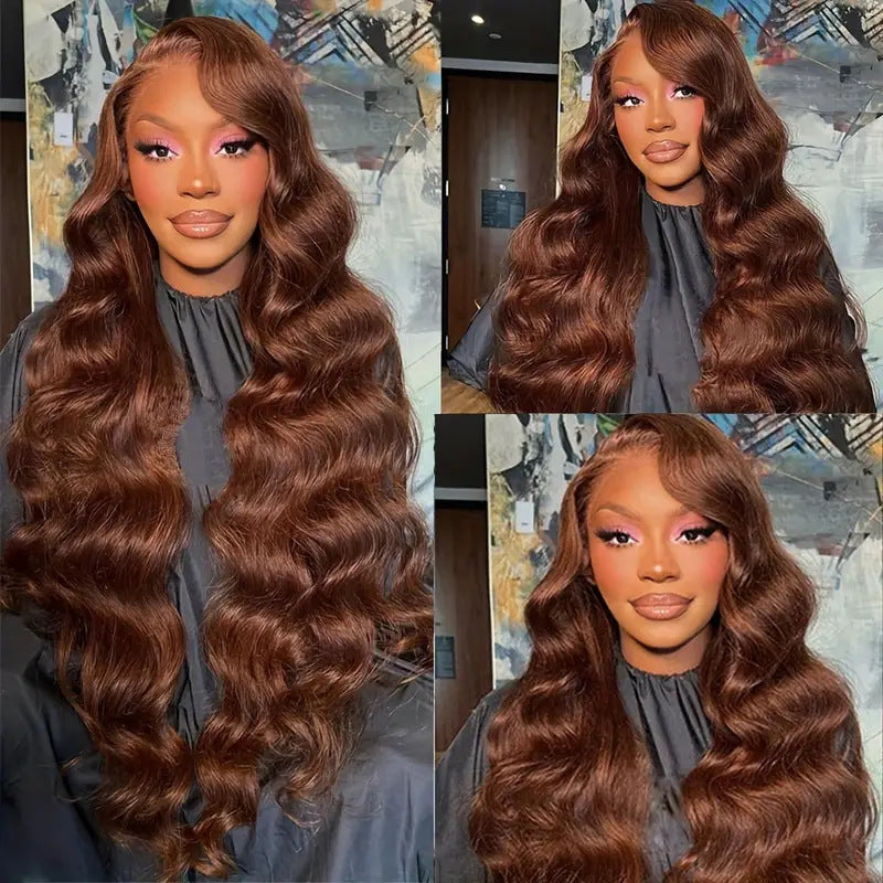Brown Big Wave Fake Long Curly Wig Head Cover by Ricaloux