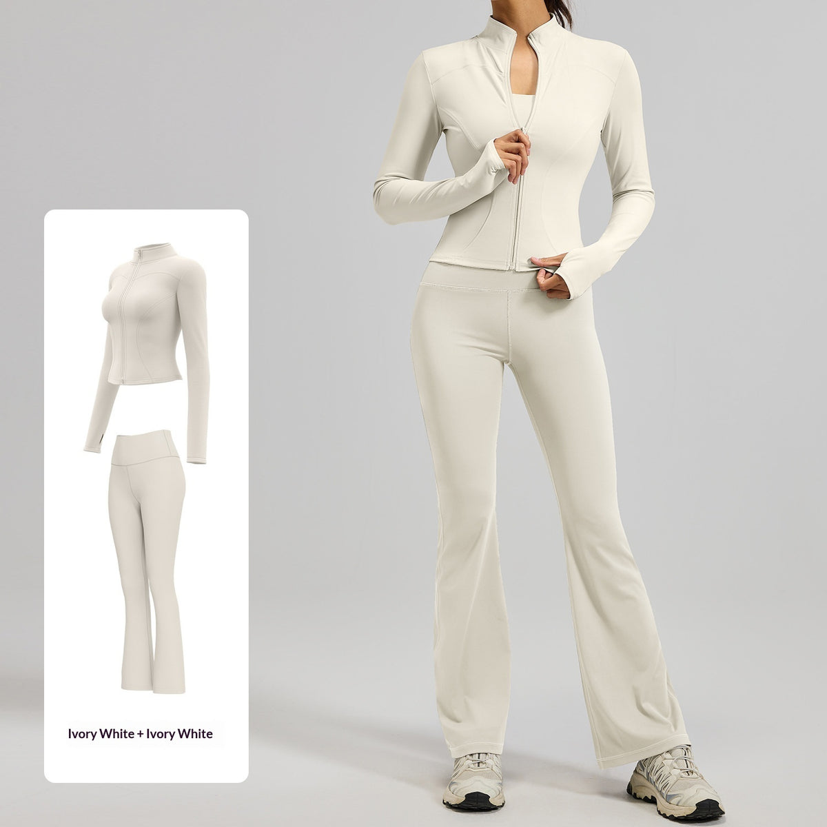 High-waisted Yoga Pants Wide-leg Tapered Workout Jogger Set – Premium 0 | RICALOUX