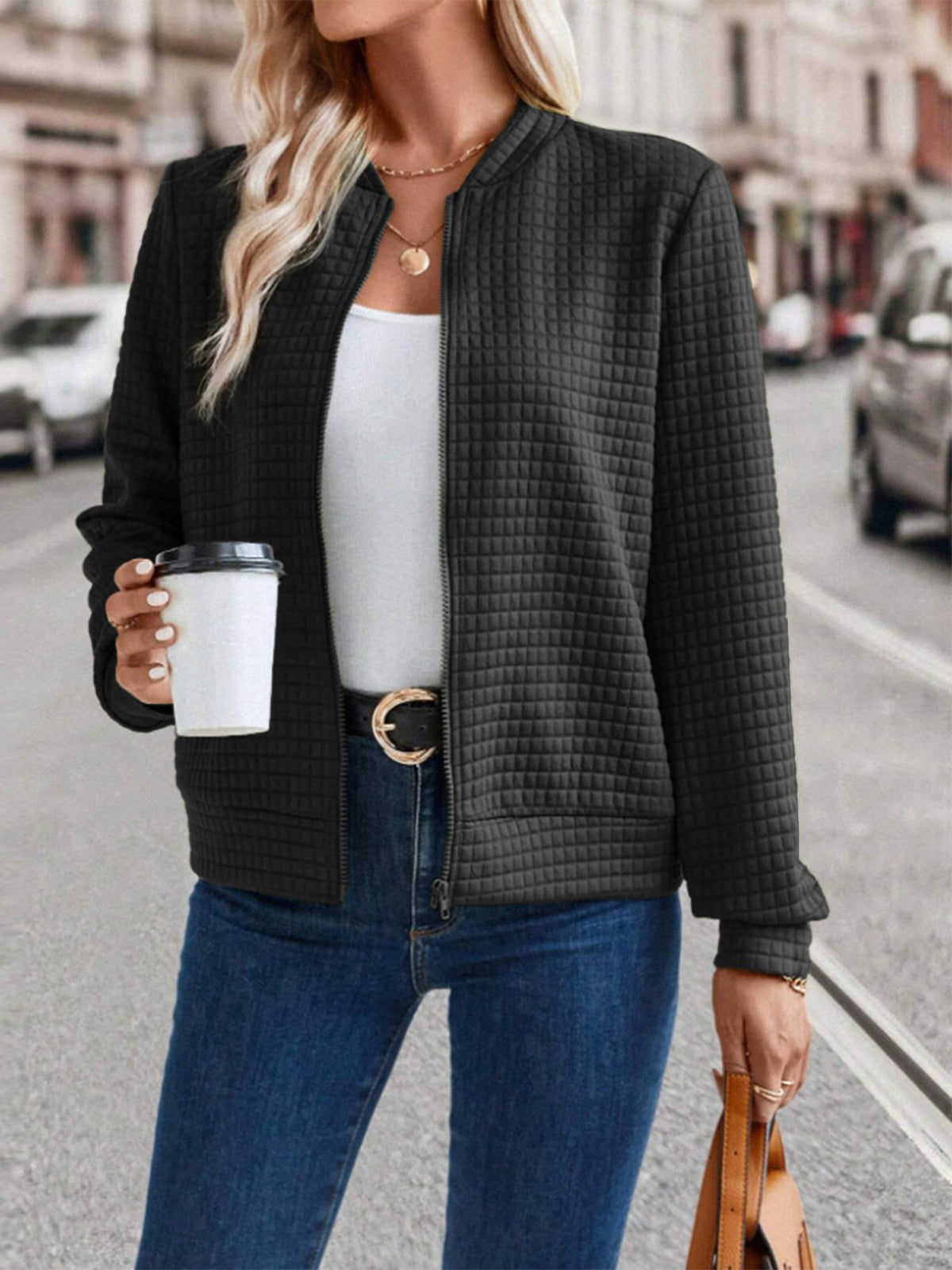 Hot Selling New Arrival Women's Long Sleeve Zip-Up Solid Color Decorative Cardigan, Solid Casual Outerwear For Ladies – Premium 4 | RICALOUX