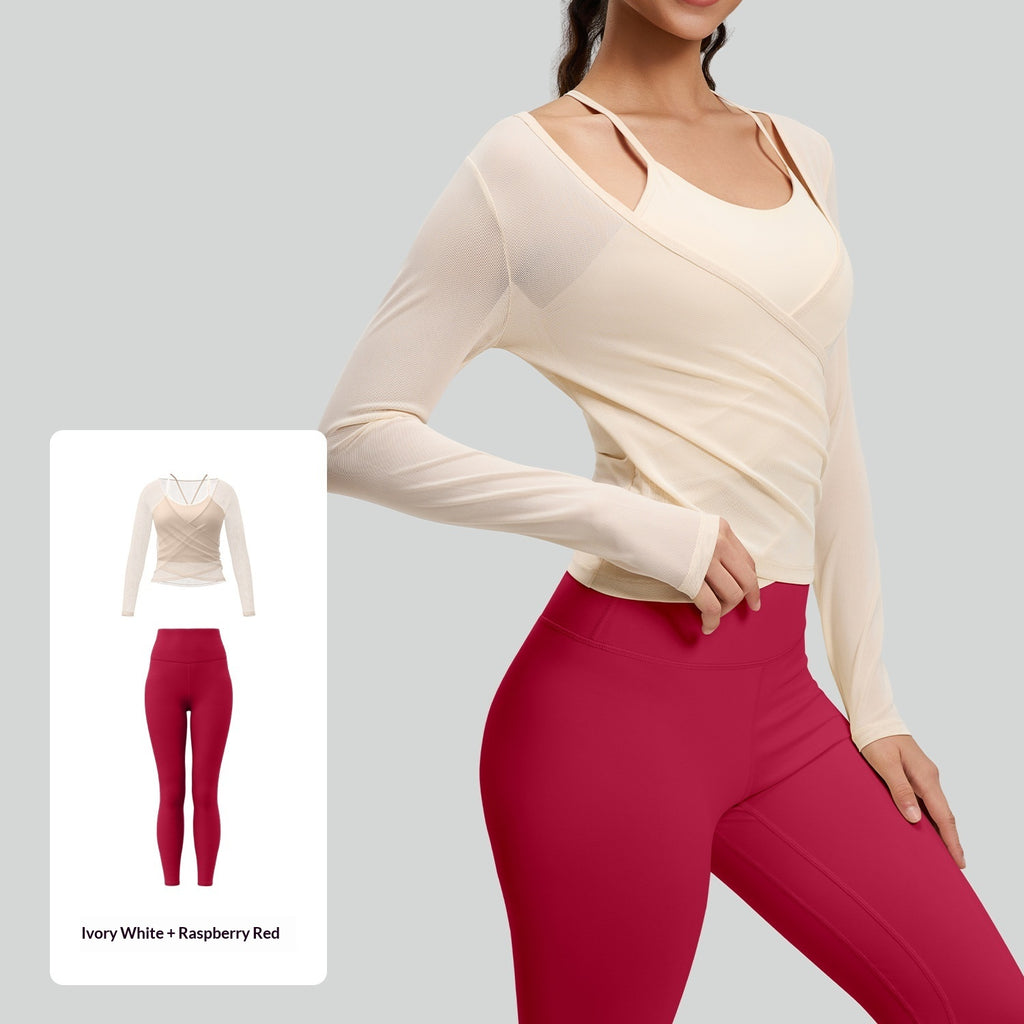 Mesh Breathable Sports High-Waisted Butt-Lifting Yoga Set For Women by Ricaloux