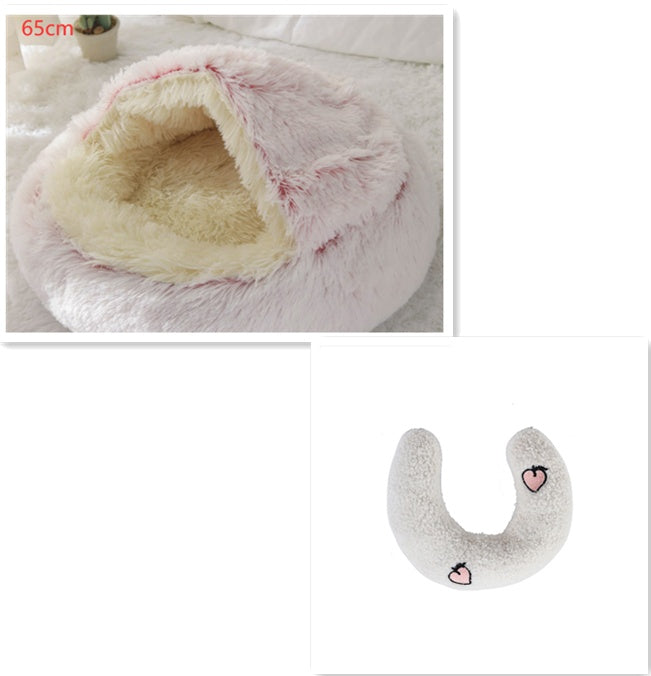 2 In 1 Dog And Cat Bed Pet Winter Bed Round Plush Warm Bed House Soft Long Plush Pets Bed Pet Products by Ricaloux