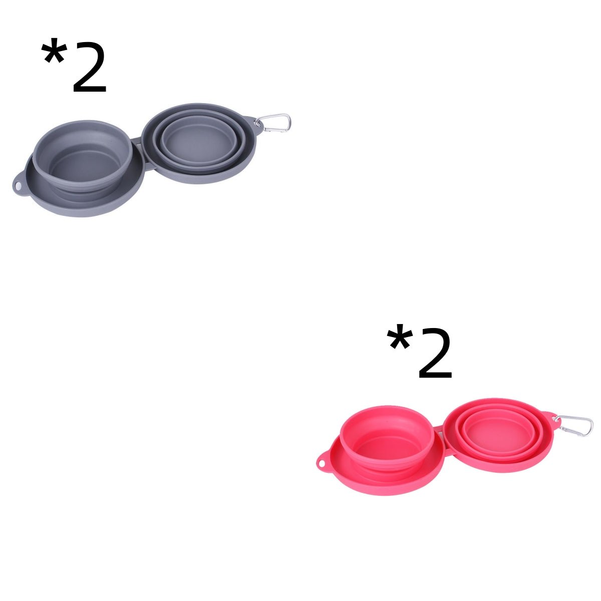 Rubber Foldable Double Bowl Pet Feeding Bowl Pets Supplies Dog Cat Bowls - RICALOUX