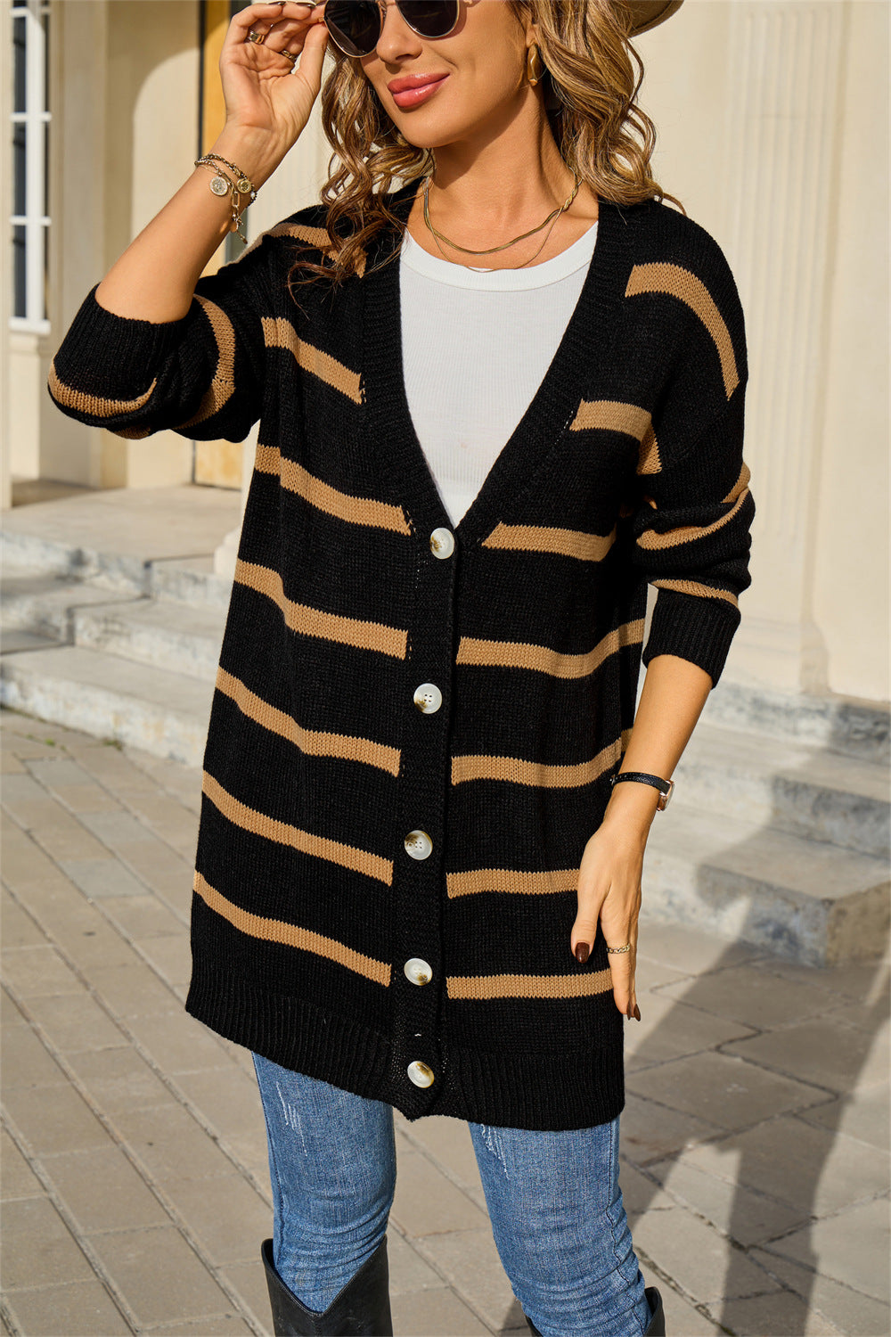 Minimalist Versatile Striped Jacket With Buttons – Premium 0 | RICALOUX