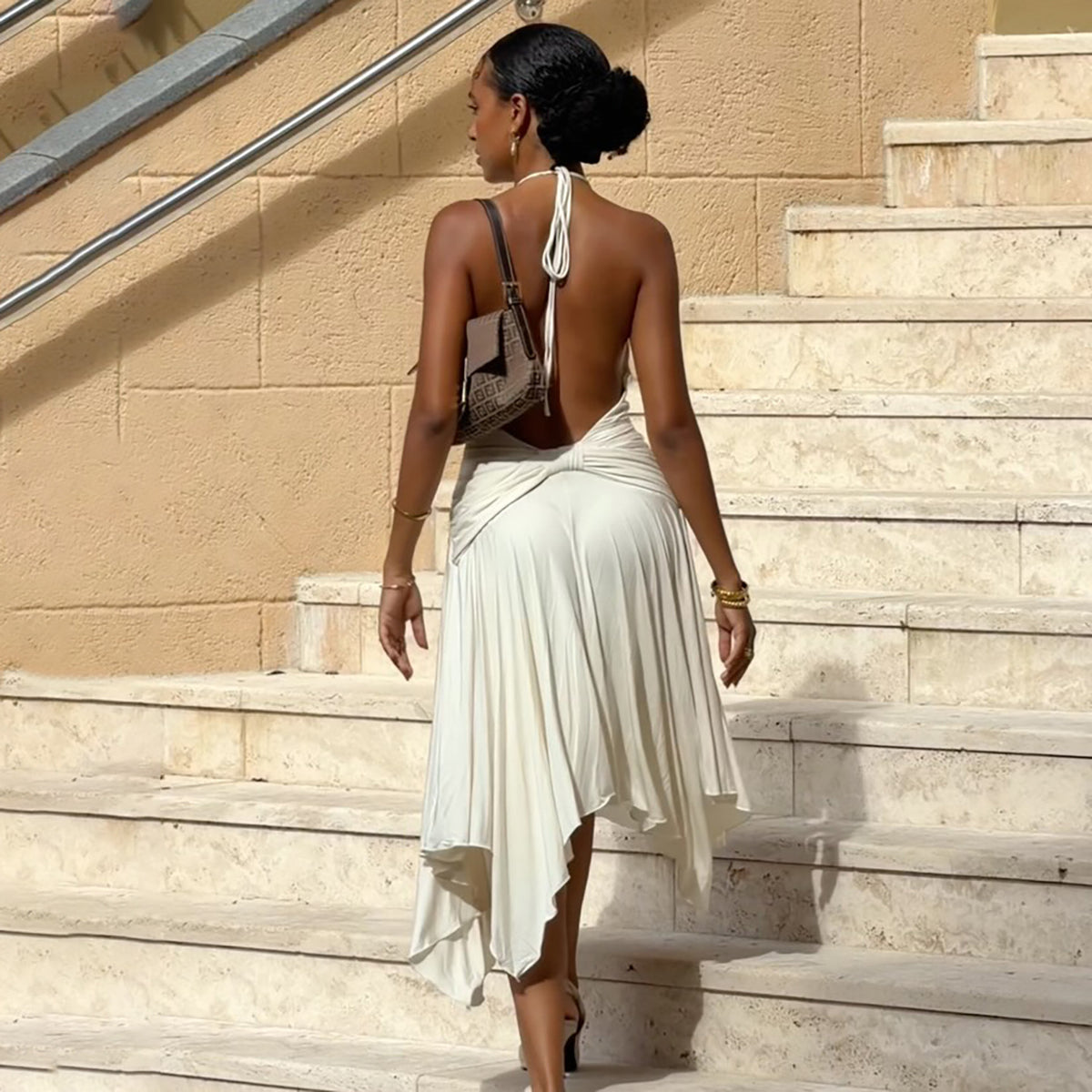 Womens Fashionable Casual Halterneck Sleeveless Dress – Premium 0 | RICALOUX
