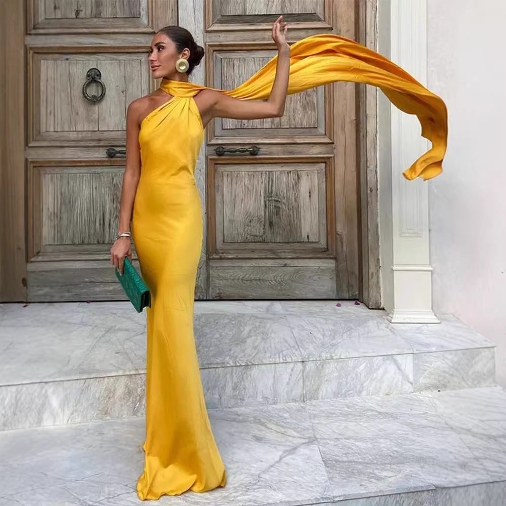 Evening Gown Banquet Wedding Long Dress High-end Minimalist Style by Ricaloux
