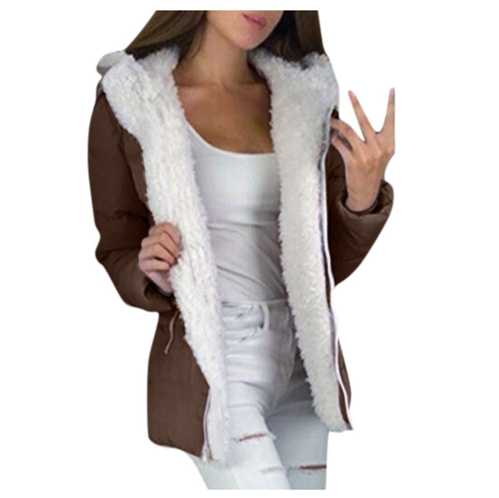 Fleece-lined Cardigan Hooded Coat Cotton-padded Jacket - RICALOUX