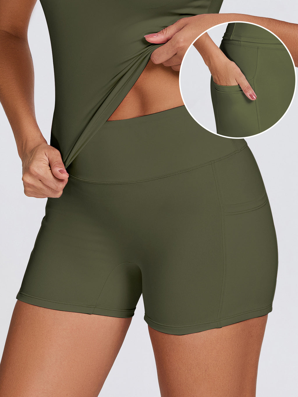 Womens Quick-Drying Yoga Outfit With Pockets Outdoor Running And Fitness Shorts by Ricaloux