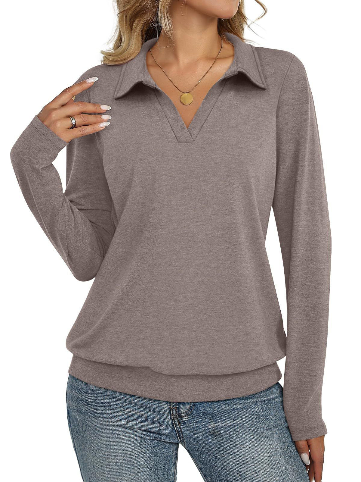 Womens Long-sleeved Fashionable Casual Minimalist And Relaxed-fit Top by Ricaloux