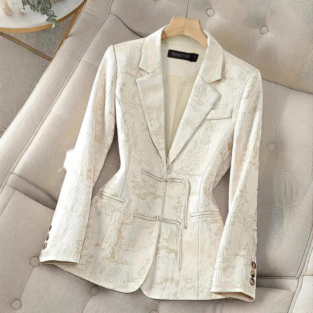 Chinese-style Solid-color Elegant Jacquard Two-button Blazer – Premium 0 | RICALOUX