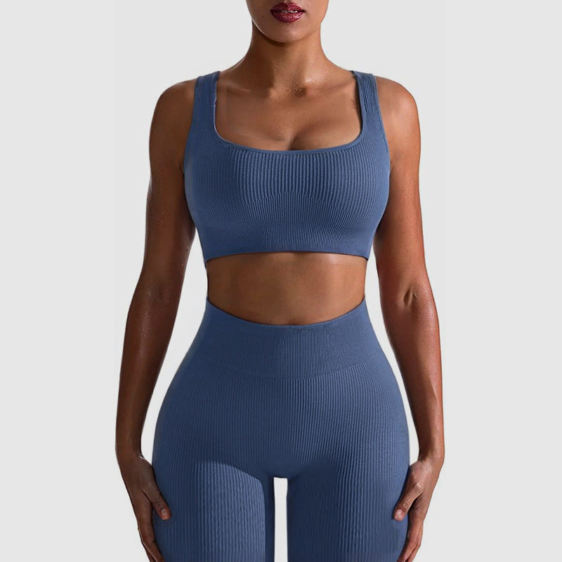 Seamless Yoga Training Threaded High-Elastic Fabric Outdoor Running Fitness Set For Women – Premium 0 | RICALOUX