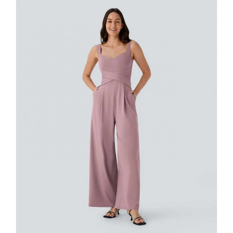 Womens Sleeveless Figure-flattering Wide-leg Jumpsuit – Premium 0 | RICALOUX