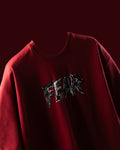 American-style High-street Wine-red Drop-shoulder T-shirt by Ricaloux