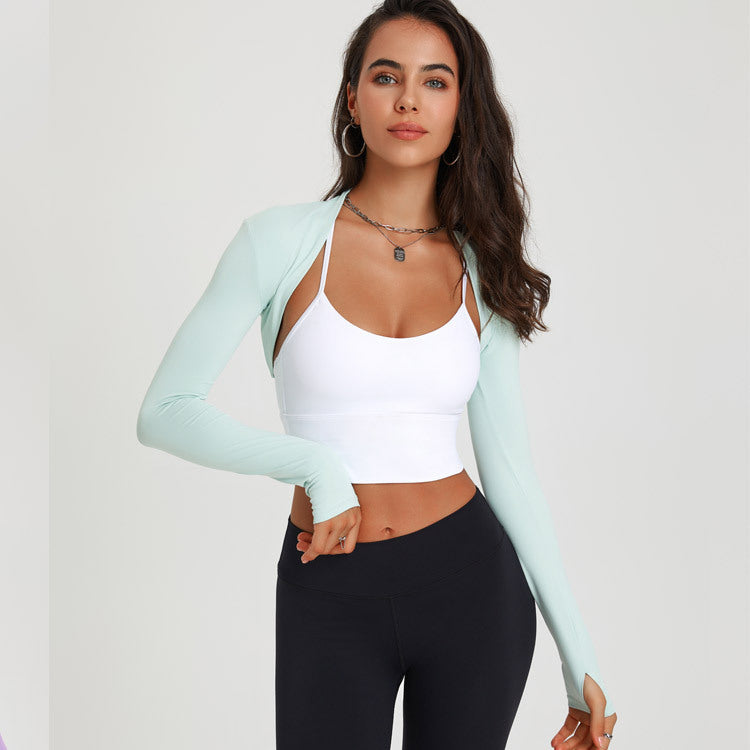 New Spring & Summer Sports Long-Sleeve Shrugs For Yoga & Dance, Solid Color Cardigan Cover-Ups For Workouts, Hide Armpit Fat Training Shirts by Ricaloux