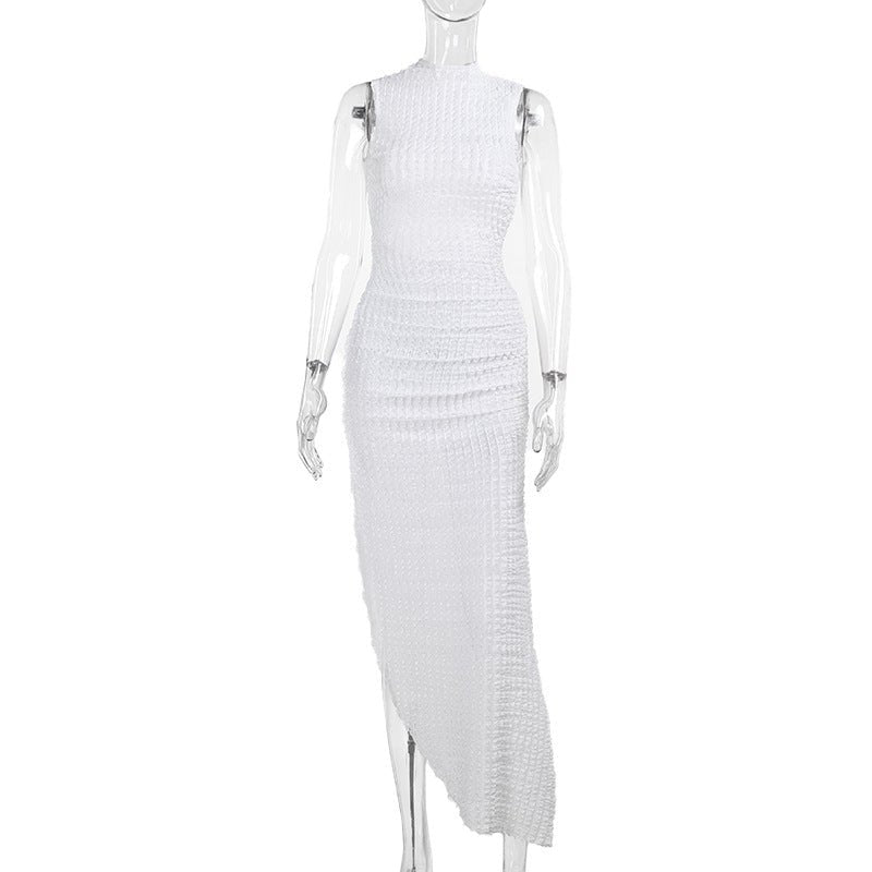 New Fashion Camisole Texture Backless Slit Tight Dress - RICALOUX