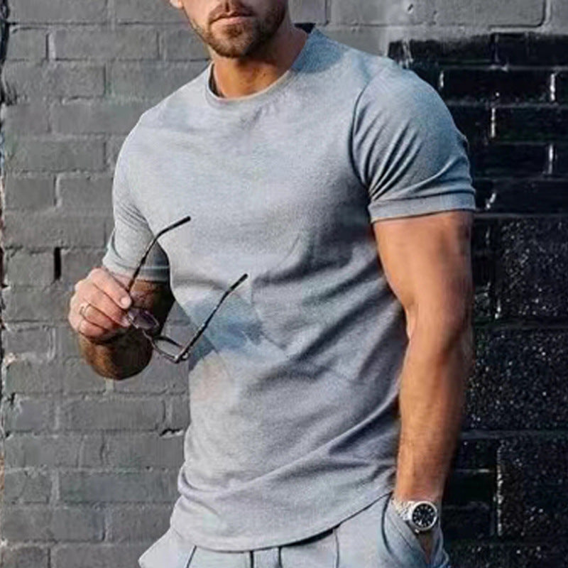 Mens Summer Solid-Color Crew-Neck Short-Sleeve Top – Premium 0 | RICALOUX