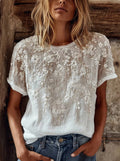 Round-neck Printed Short-sleeve T-shirt – Premium 0 | RICALOUX