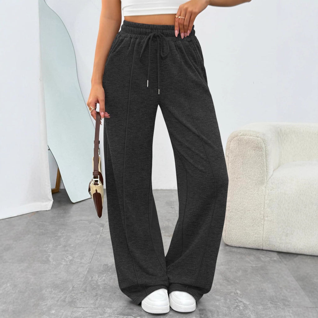 High-waisted Wide-leg Loose-fit Casual Womens Athletic Trousers – Premium 0 | RICALOUX