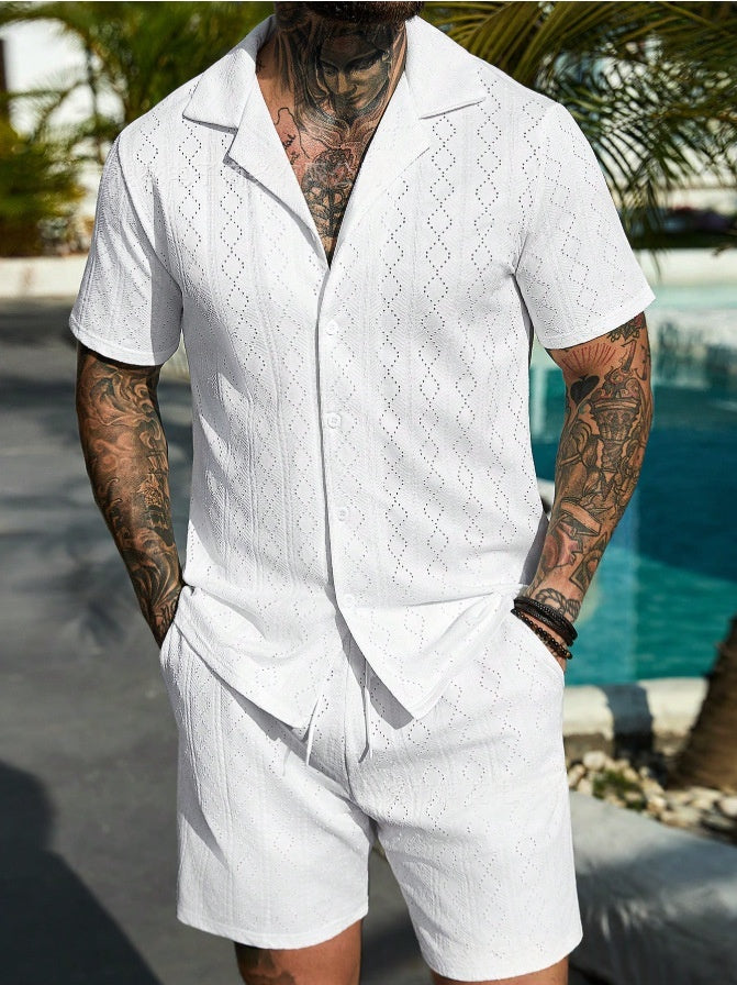 Mens Fashionable Printed Casual Shirt Set by Ricaloux