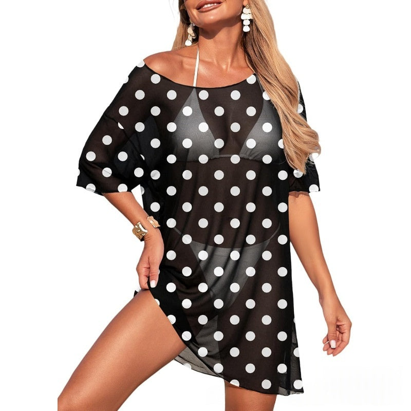 Womens Swimsuit Sheer Mesh Sun-Protective All-Match Cover-Up by Ricaloux