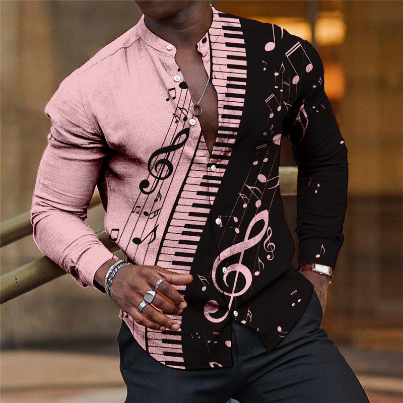 Mens Breathable Long-sleeve Printed Shirt by Ricaloux
