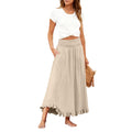 High-waisted Elastic-waist Long Skirt With Ruffled Hem by Ricaloux