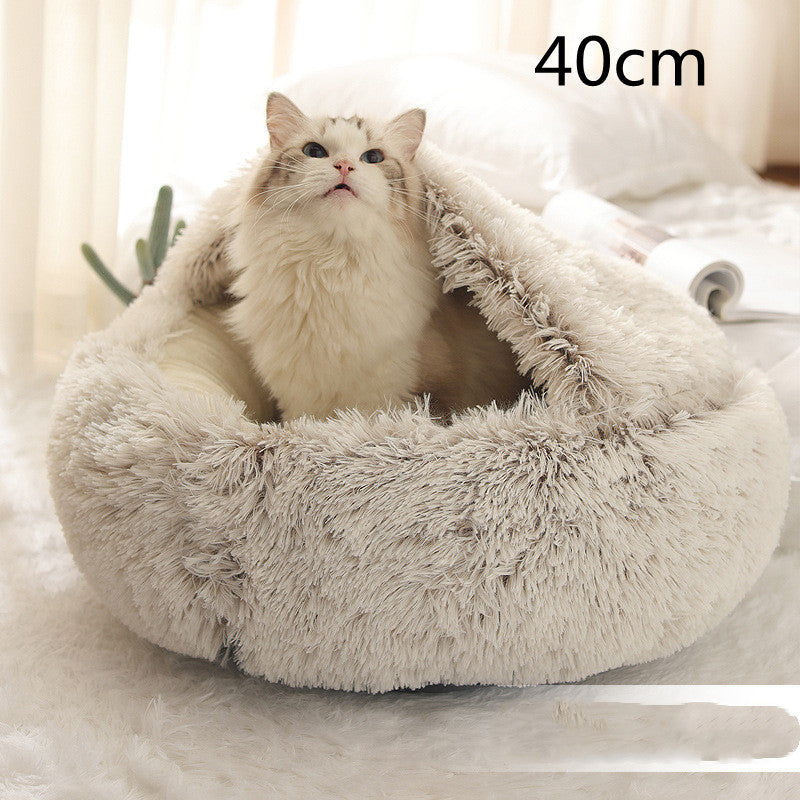 2 In 1 Dog And Cat Bed Pet Winter Bed Round Plush Warm Bed House Soft Long Plush Pets Bed Pet Products by Ricaloux
