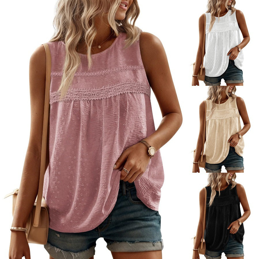 Womens Casual Loose-fit Sleeveless Crew-neck Tank Top – Premium 0 | RICALOUX