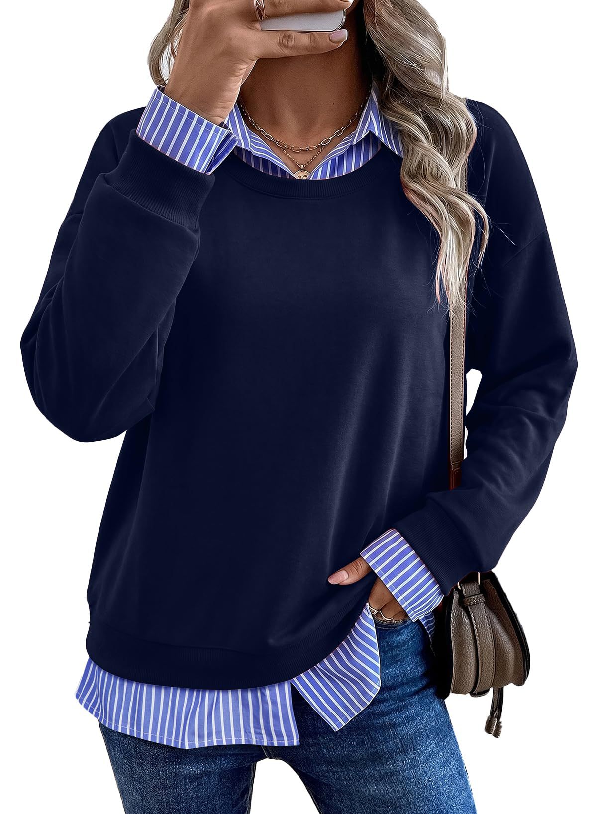 Stylish Casual Lapel Mock Two-piece Hoodie – Premium 0 | RICALOUX