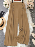 Solid-color Chic Springsummer Casual Wide-leg Trousers by Ricaloux