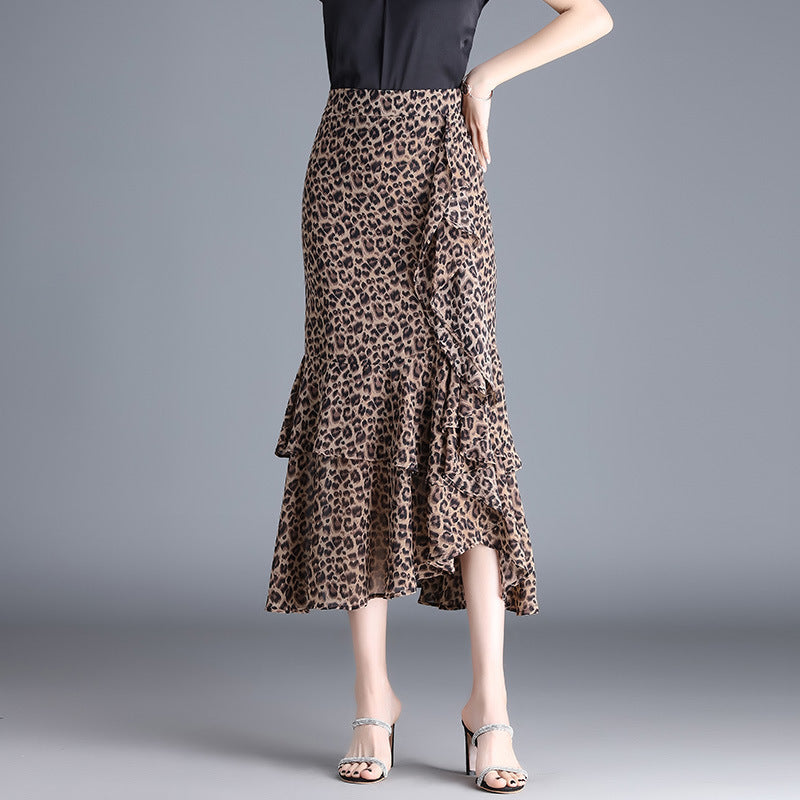 Womens Irregular Ruffled Chiffon Skirt by Ricaloux