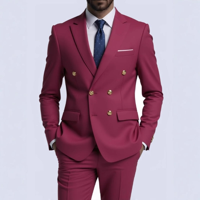 Mens Double-Breasted Fashionable Casual Blazer by Ricaloux