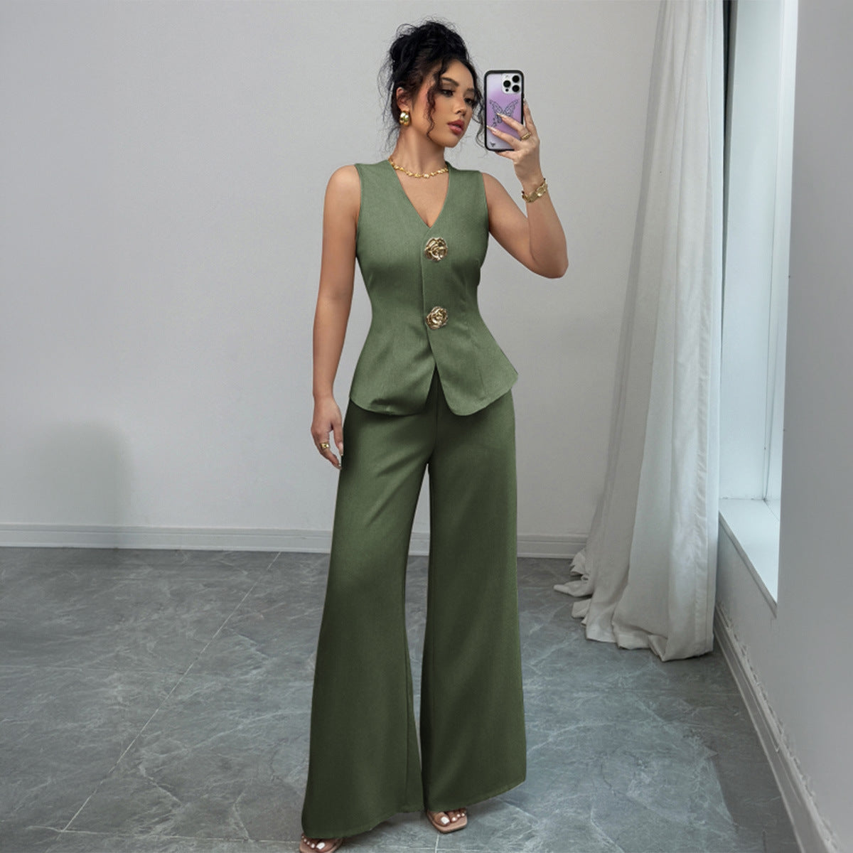 Elegant And Chic Womens Waistcoat And Trousers Set by Ricaloux