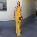 Deep V Sexy Pleated Waist Dress by Ricaloux
