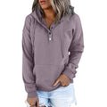 Long-sleeved Hooded Sweatshirt With Pockets Fashion Casual Button Drawstring Design Hoodie Top Spring And Autumn Sports Clothing For Women - RICALOUX